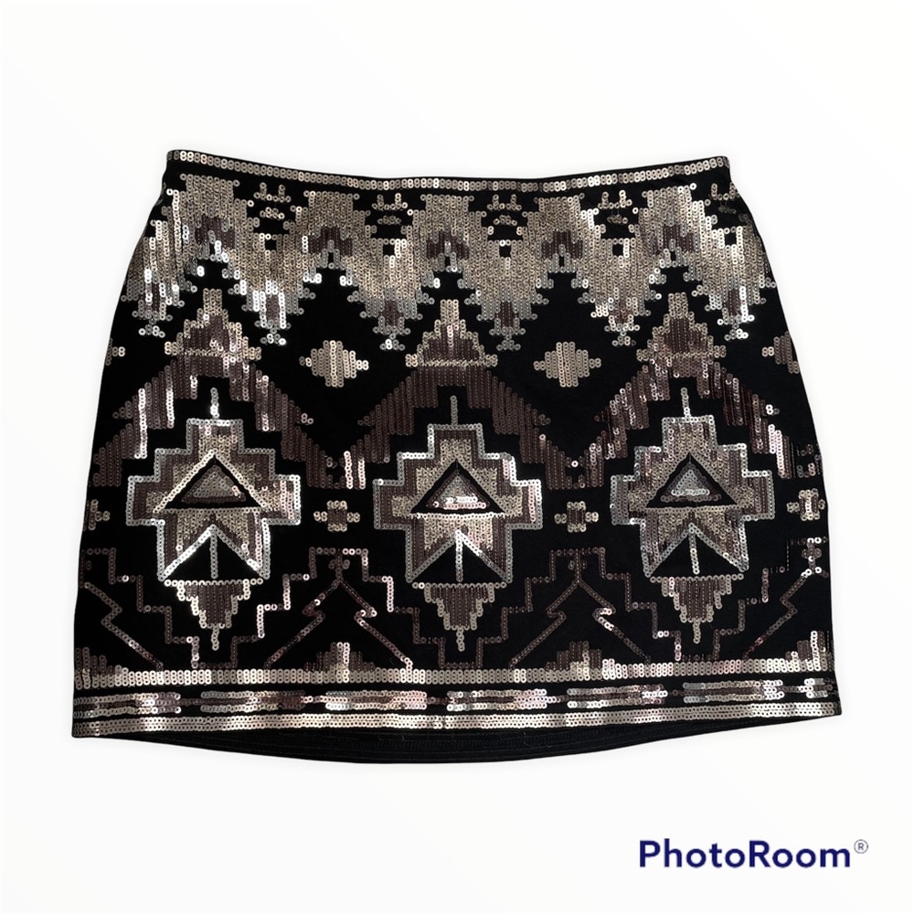 Express women’s black and silver sequin mini skirt size Small